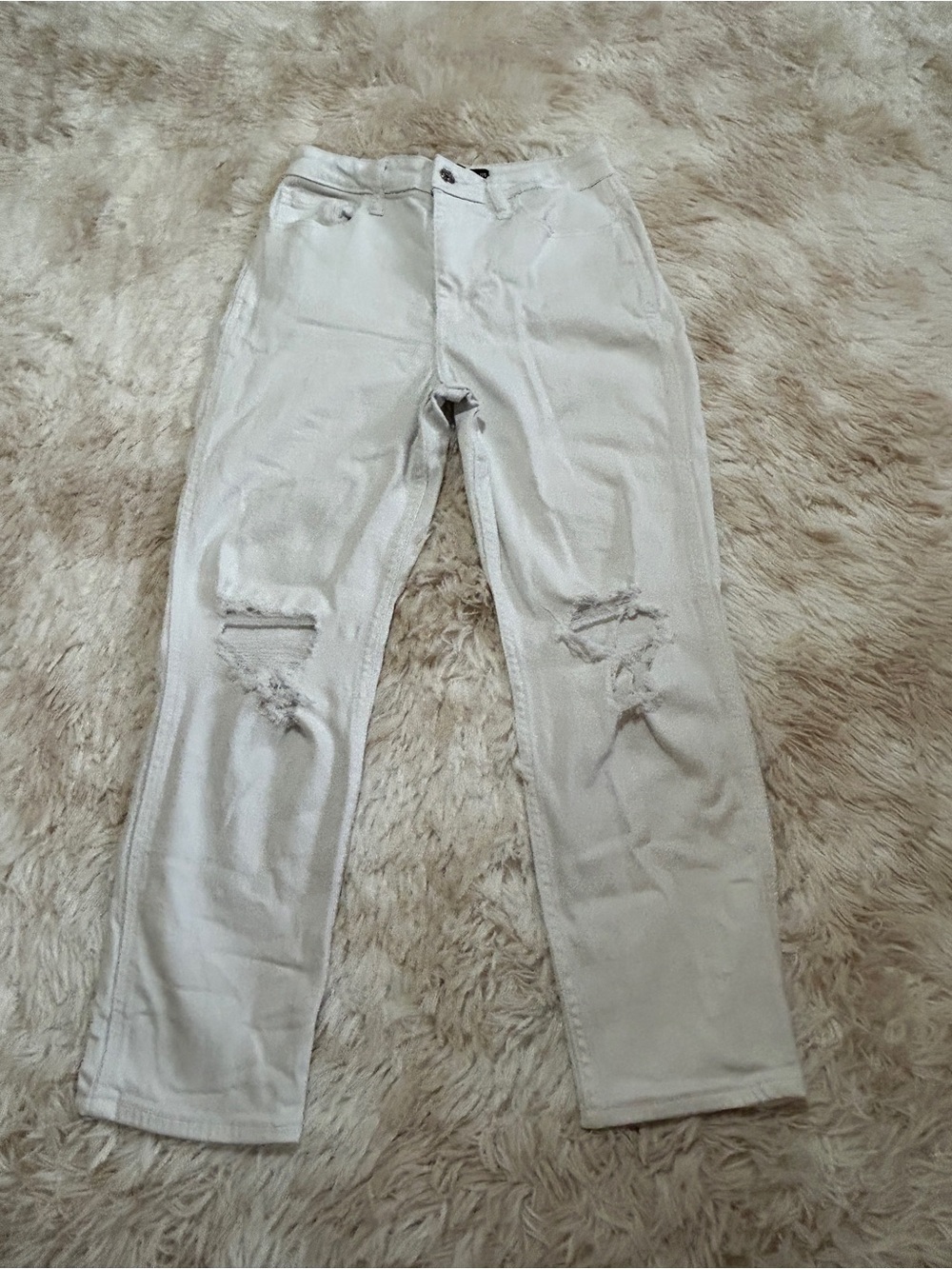 Hollister White High-Rise Distressed Jeans